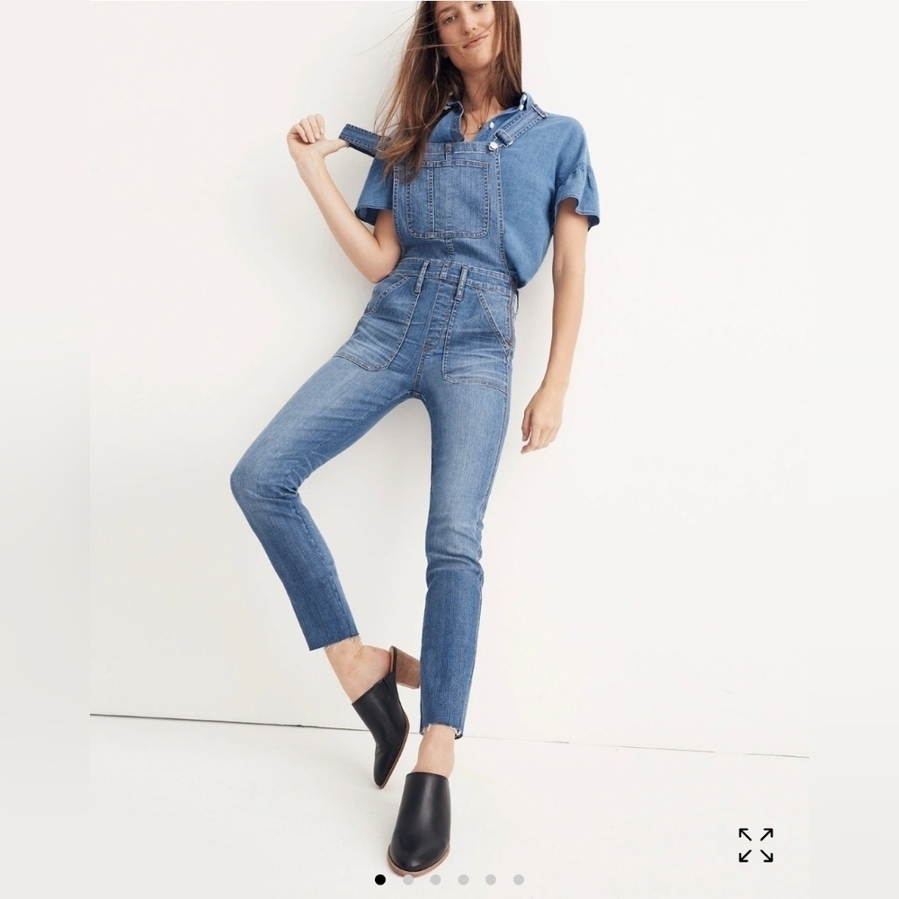 Madewell Blue Denim Overalls High-Waisted Ankle-Length Summer
